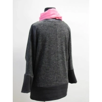 Melanżowy długi sweter kimono grafitowo/ czarny