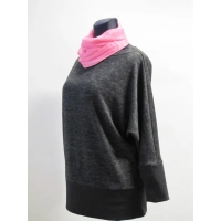 Melanżowy długi sweter kimono grafitowo/ czarny