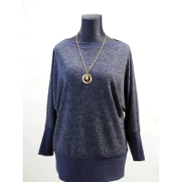 Melanżowy długi sweter kimono niebiesko/ granatowy