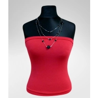 Krótki top plażowy TUBA bluzka bez ramiączek - koralowy