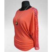 Tunika Elena nietoperz XXL z koronkowymi lampasami