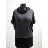 Tunika brokatowa kimono z wykładanym golfem