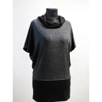 Tunika brokatowa kimono z wykładanym golfem