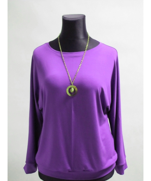 Fioletowa bluzka dzianinowa z długim rękawem