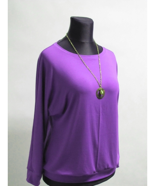 Fioletowa bluzka dzianinowa z długim rękawem