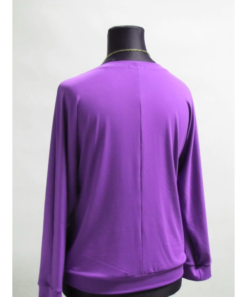 Fioletowa bluzka dzianinowa z długim rękawem