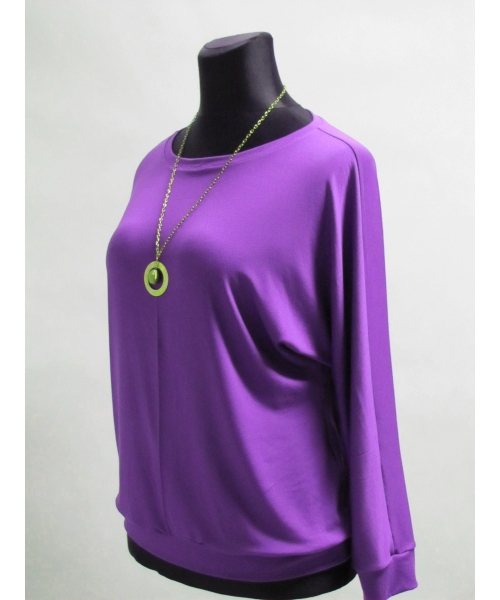 Fioletowa bluzka dzianinowa z długim rękawem