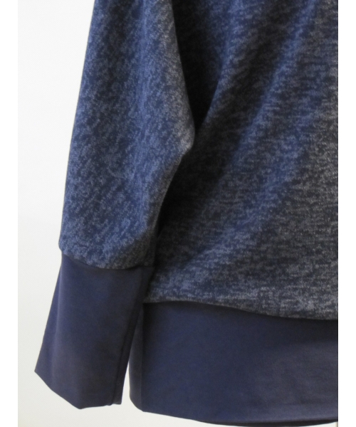 Ciepły sweter kimono niebieski melanż/ granat XL
