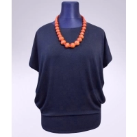 Bluzka Sonia w luźnym stylu oversize krótki rękaw - granatowa