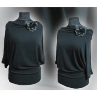 Bluzka Nicole kimono XXL z drapowanym dekoltem - czarna