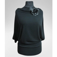 Bluzka Nicole kimono XXL z drapowanym dekoltem - czarna