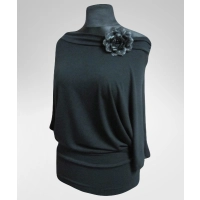 Bluzka Nicole kimono XXL z drapowanym dekoltem - czarna