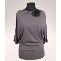 Bluzka Nicole kimono XXL z drapowanym dekoltem - mocca