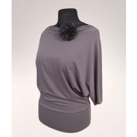 Bluzka Nicole kimono XXL z drapowanym dekoltem - mocca