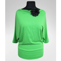 Bluzka Nicole kimono 3/4 drapowany dekolt - soczysta zieleń
