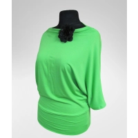 Bluzka Nicole kimono 3/4 drapowany dekolt - soczysta zieleń