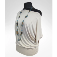 Bluzka Shade maxi kimono dekolt łódka - kolor ecru