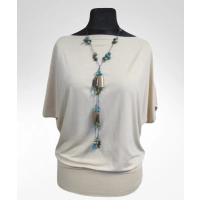 Bluzka Shade maxi kimono dekolt łódka - kolor ecru