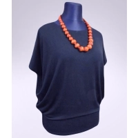 Bluzka Sonia w luźnym stylu oversize krótki rękaw - granatowa