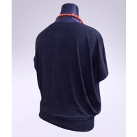 Bluzka Sonia w luźnym stylu oversize krótki rękaw - granatowa