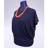 Bluzka Sonia w luźnym stylu oversize krótki rękaw - granatowa