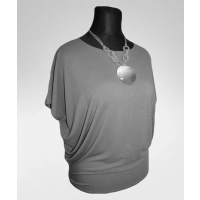 Bluzka Sonia w luźnym stylu oversize krótki rękaw - szara