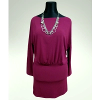 Sukienka Mika tuszująca brzuszek - bordowa bawełna