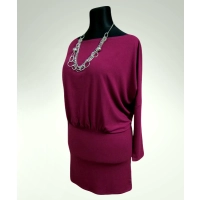 Sukienka Mika tuszująca brzuszek - bordowa bawełna