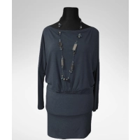 Sukienka Mika tuszująca brzuszek - grafitowa bawełna