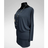 Sukienka Mika tuszująca brzuszek - grafitowa bawełna