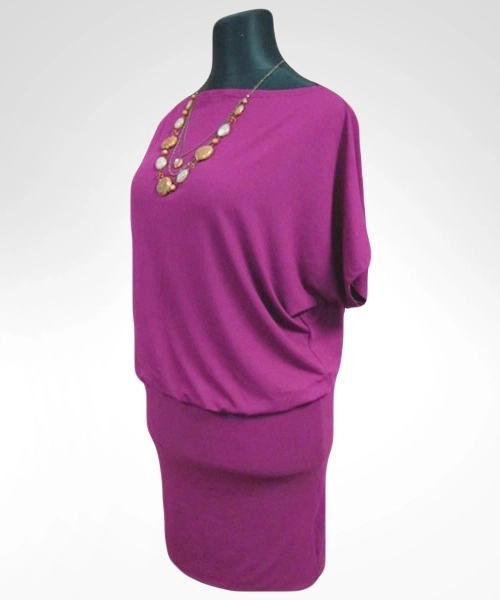 Sukienka Dajana z krótkim rękawem kimono - fuksja