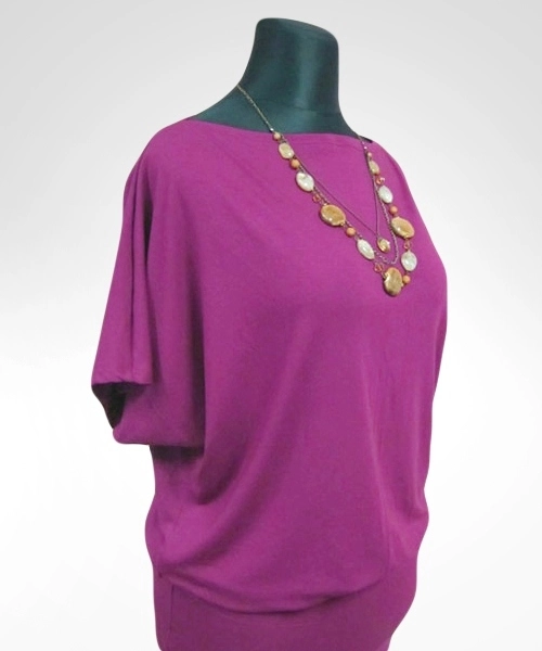 Sukienka Dajana z krótkim rękawem kimono - fuksja