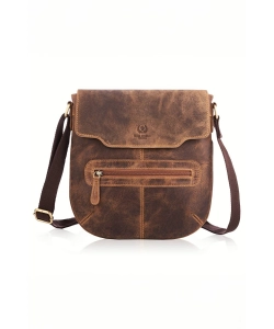 Torebka damska z postarzanej skóry Vintage - brązowa