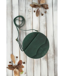 Okrągła torebka z postarzanej skóry typu Hunter - zielona