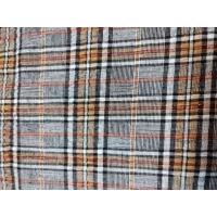 Kreszowana tkanina KRATA kratka szary MOCCA złota nitka