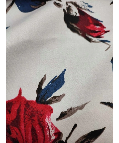 Bawełna satynowa drukowana NA SUKIENKI czerwone róże - 0,5m