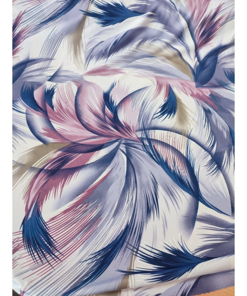 Elastyczna dzianina Jersey - fioletowe i niebieskie piórka