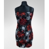 Sukienka koronkowa - kwiaty czerwone i ecru na czarnym tle