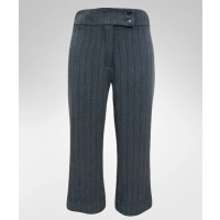 Spodnie długości 3/4 z wysokim stanem - szary prążek