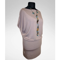 Sukienka Dajana z krótkim rękawem kimono - cappucino