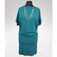 Sukienka Dajana maxi tunika kimono krótki rękaw - jasny turkus