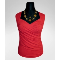 Bluzka Angela kopertowa mocno marszczona - kolor czerwony