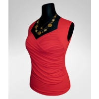 Bluzka Angela kopertowa mocno marszczona - kolor czerwony