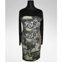 Sukienka ołówkowa z ciepłej dzianiny - orientalny wzór