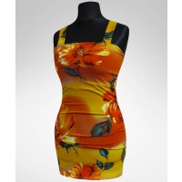 Sukienka plażowa - duże pomarańczowe kwiaty