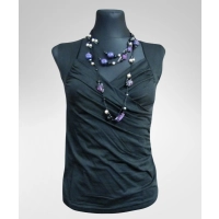 Bluzka Angela kopertowa mocno marszczona - kolor czarny