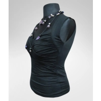 Bluzka Angela kopertowa mocno marszczona - kolor czarny