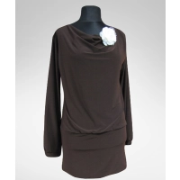 Sukienka Wikki z lejącym dekoltem woda - brązowy jersey