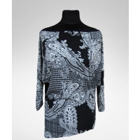 Wieczorowa Tunika z orientalnym wzorem i cekinami - czarny i biel