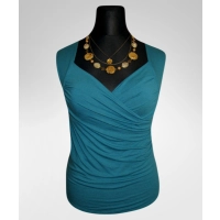 Bluzka Angela kopertowa mocno marszczona - kolor szmaragdowy